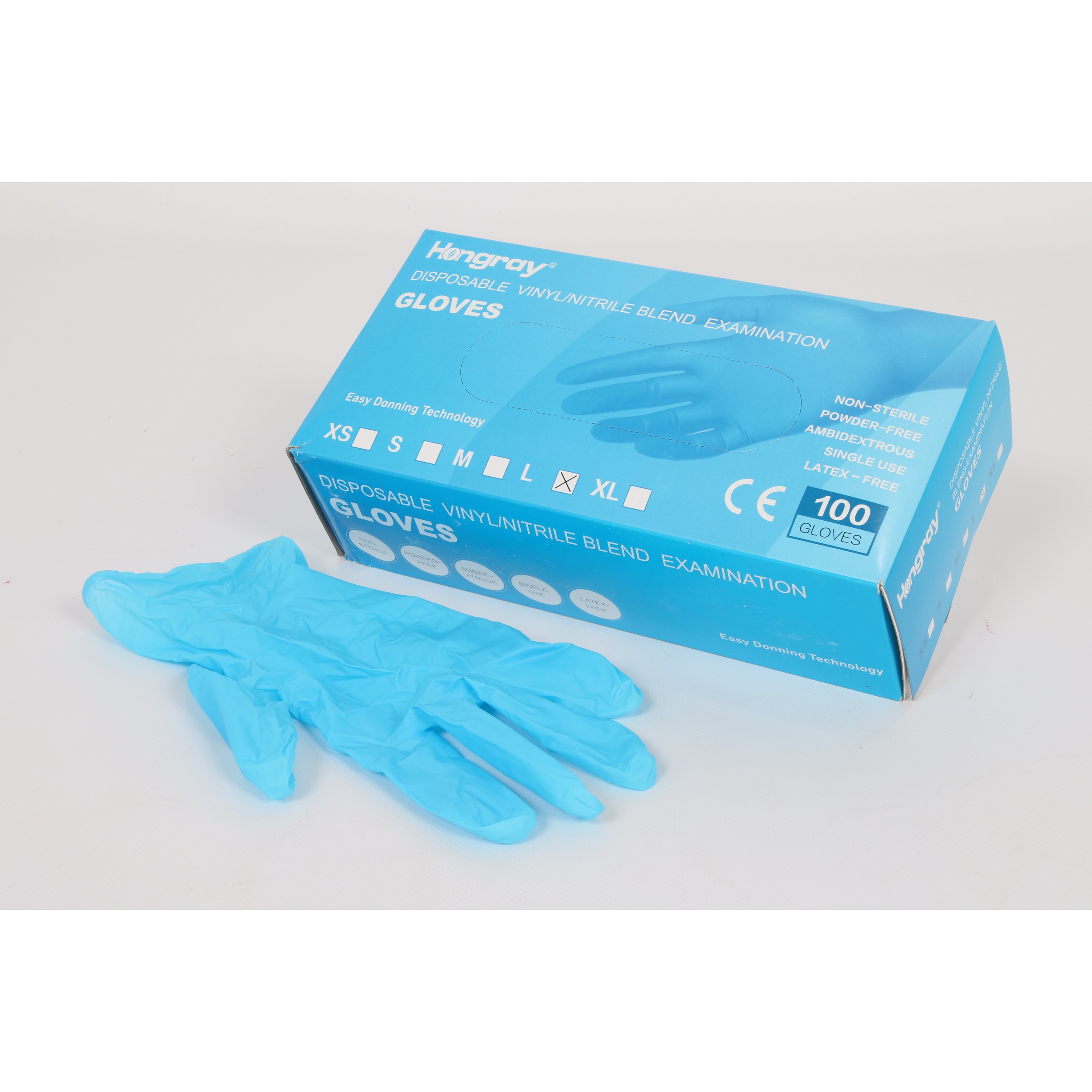 Boîte de 100 gants jetables mélange Nitrile/Vynil Taille M bleu 