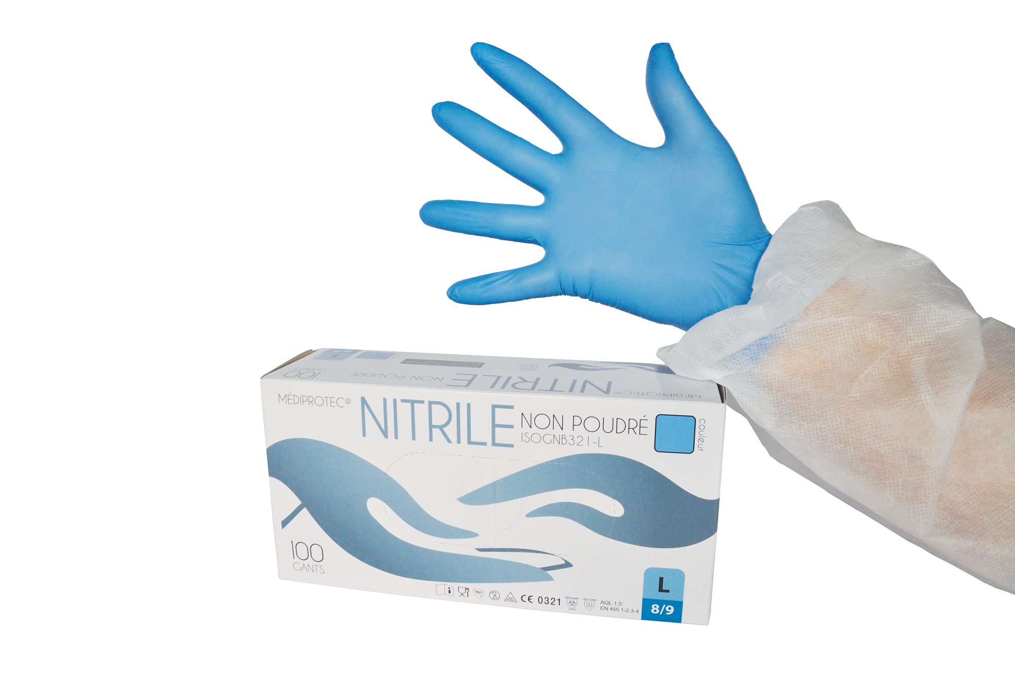 gant nitrile bleu non poudré gants à usage unique