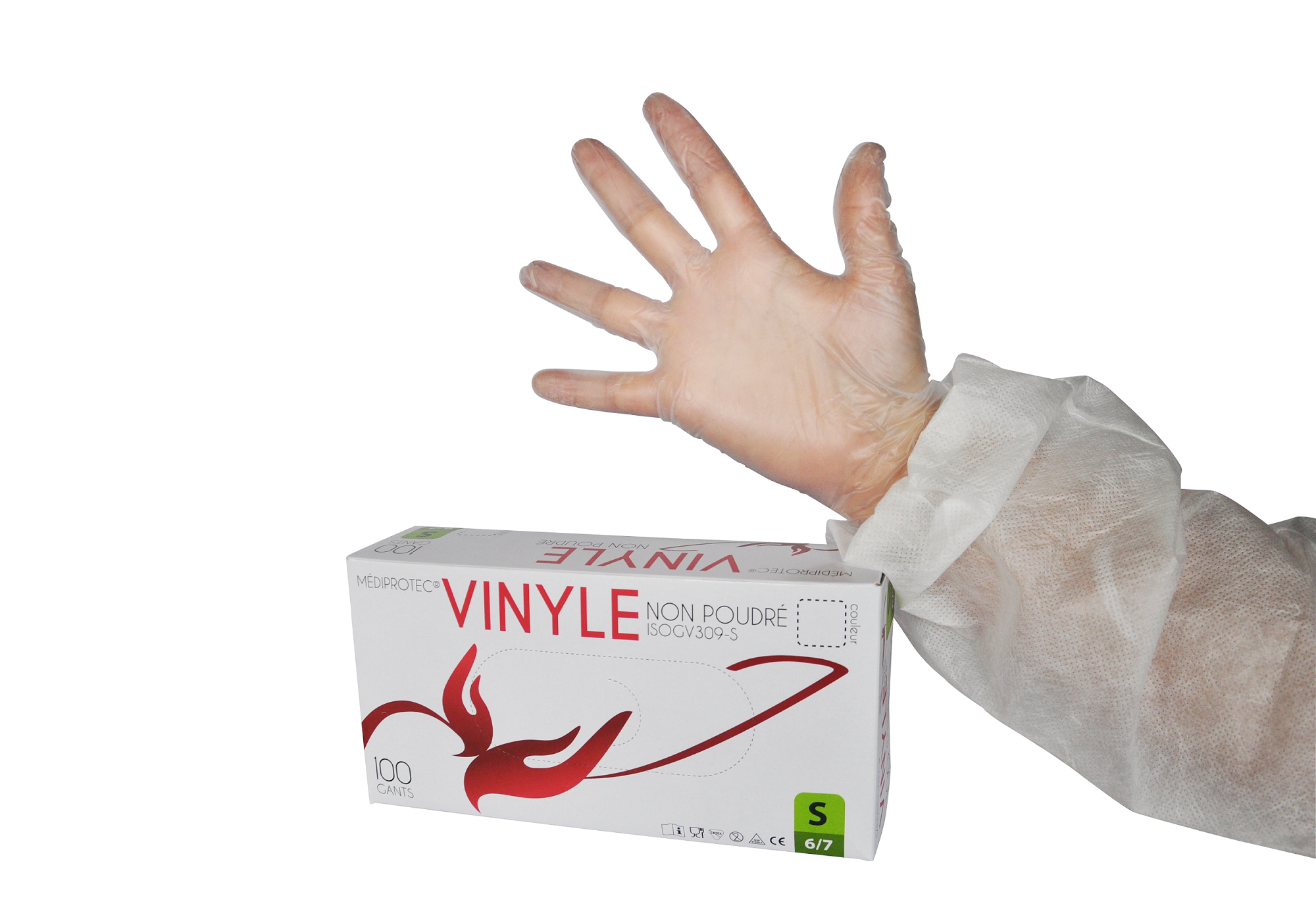 BOITE 100 GANTS EN VINYLE NON POUDRES