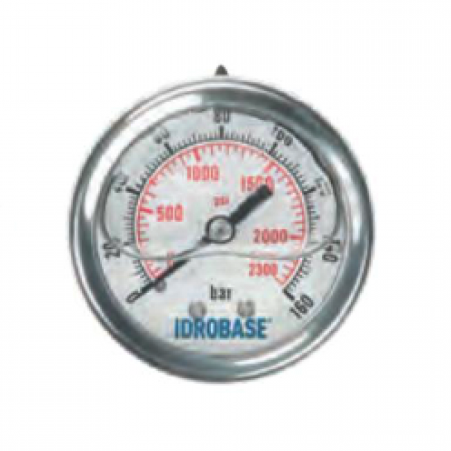 Accessoires pompes Manomètre inox 400 bars diam 63G 1/4 M raccord posterieur NHP
