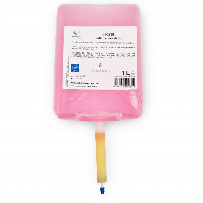 Distributeurs et savons en cartouche Lotion liquide rose nacré cartouche 1L VIVARIO ACTIV 
