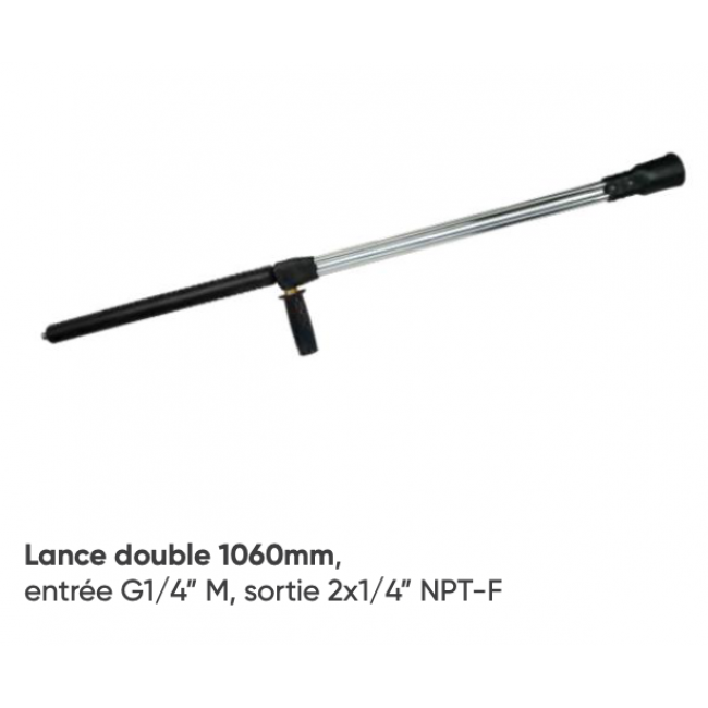 Lance HP Lance double 1060 mm tube 1/4 acier chromé (livrée nue)