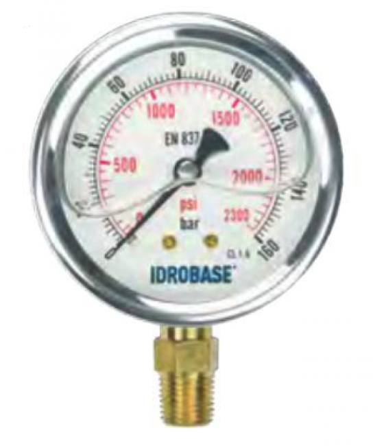 Accessoires pompes Manomètre inox 400 bars diam 63G 1/4 M raccord radial